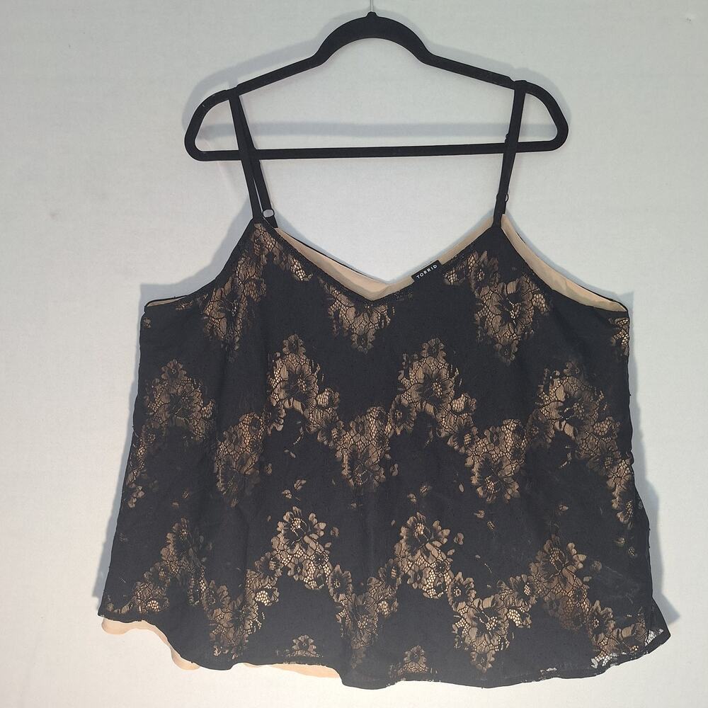 torrid Black Lace Overlay Beige Cami
